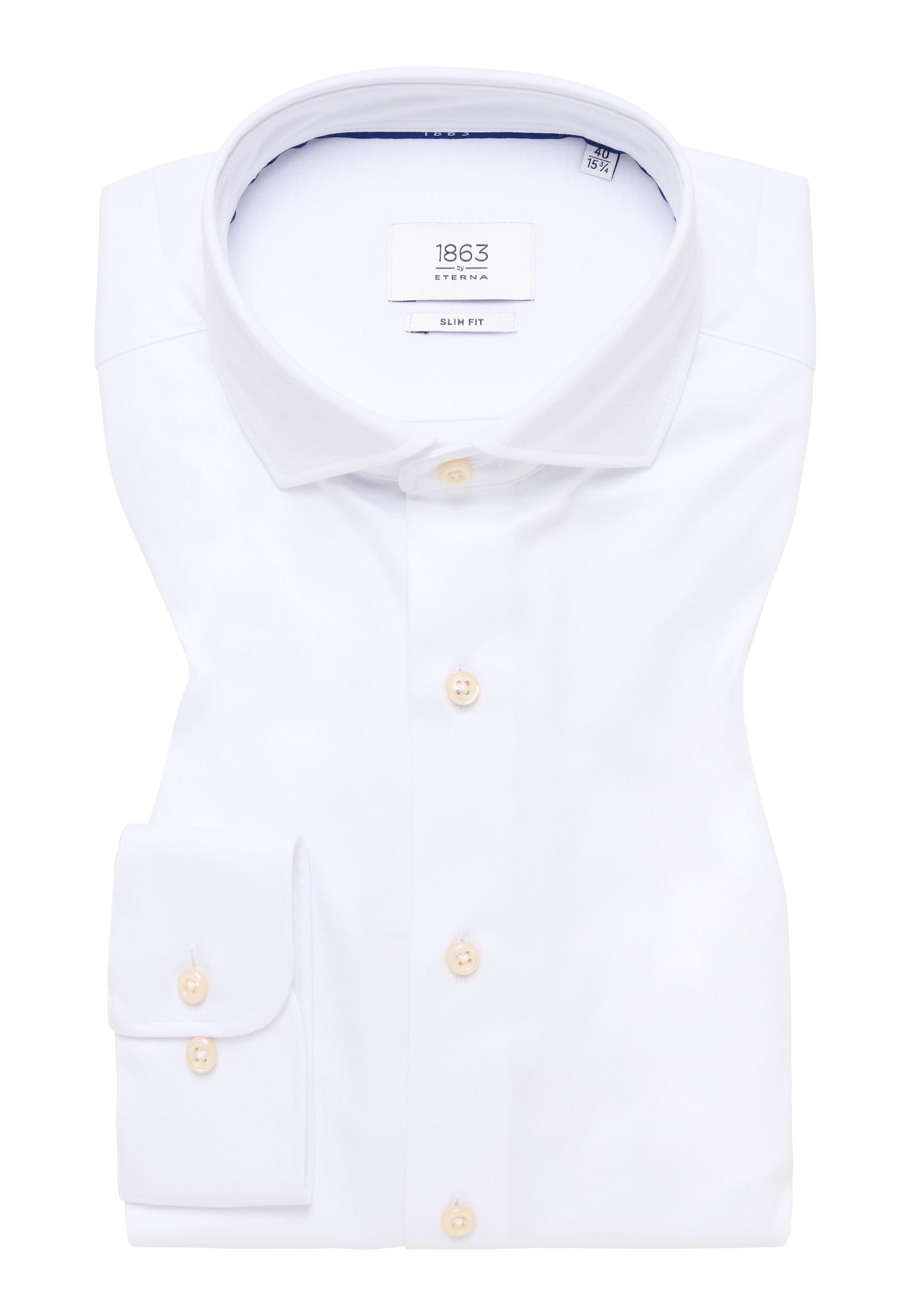 SLIM FIT Jersey Shirt in weiß unifarben | weiß | 40 | Langarm |  1SH00378-00-01-40-1/1