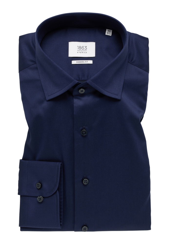 MODERN FIT Luxury Shirt bleu foncé uni