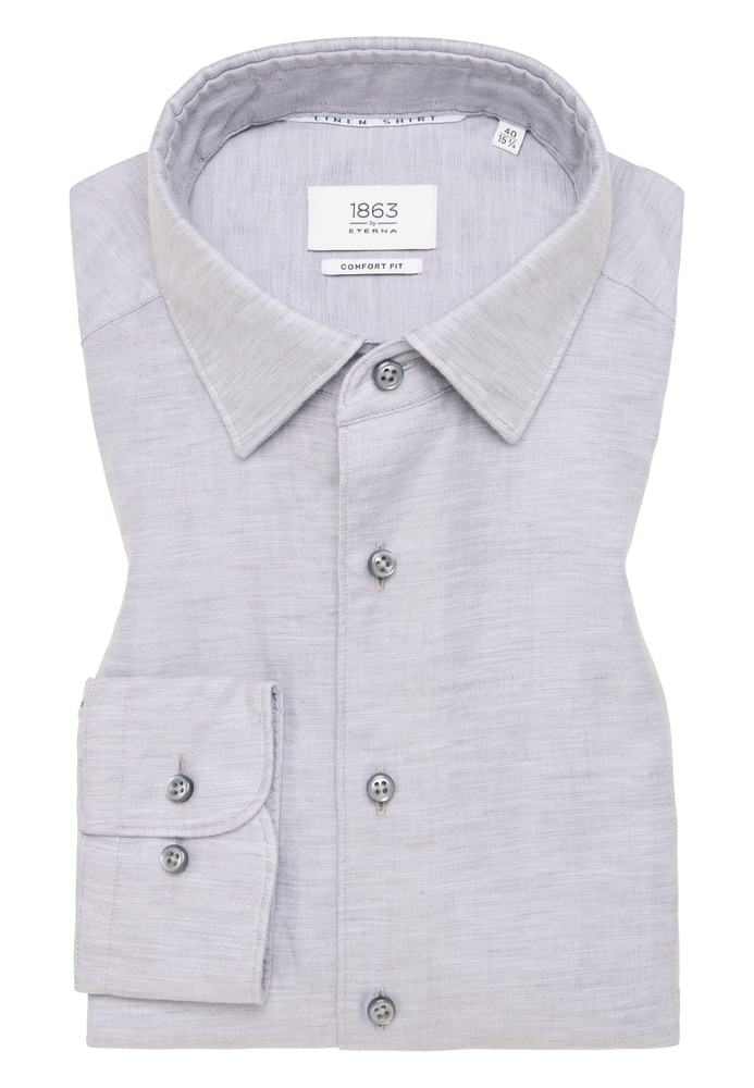 ETERNA Mode GmbH COMFORT FIT Linen Shirt in grau unifarben