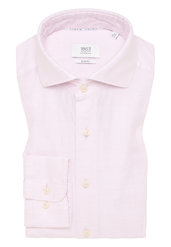 ETERNA Mode GmbH SLIM FIT Linen Shirt in rosa unifarben