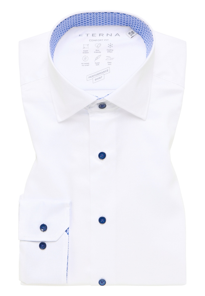 ETERNA Mode GmbH COMFORT FIT Performance Shirt in weiß strukturiert