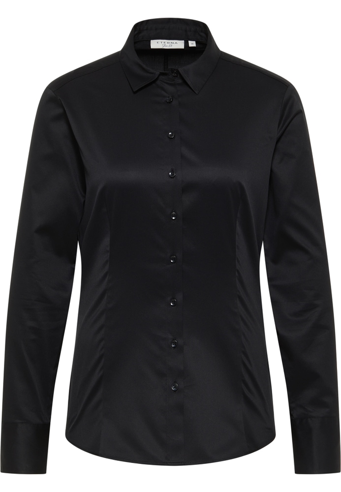 Cover Shirt Bluse in schwarz unifarben