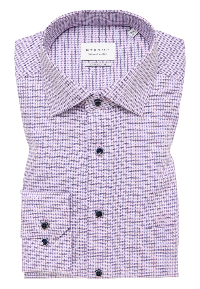 ETERNA Mode GmbH COMFORT FIT Hemd in rosa strukturiert