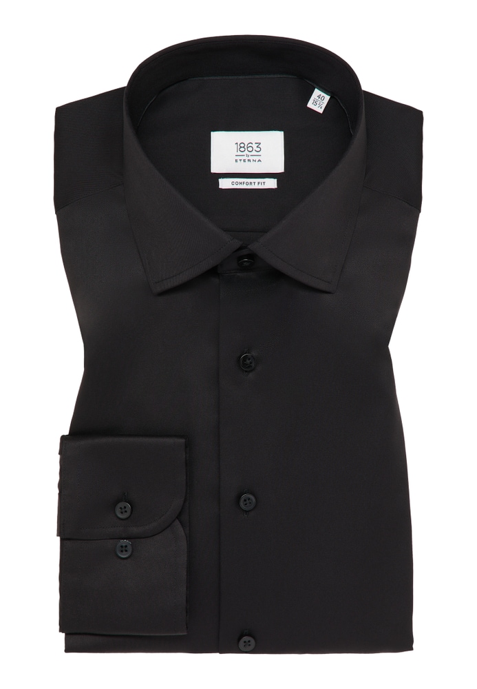 ETERNA Mode GmbH COMFORT FIT Luxury Shirt in schwarz unifarben