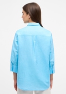 Linen Shirt Bluse in azurblau unifarben