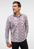 COMFORT FIT Overhemd in lila gedrukt