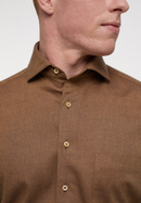 COMFORT FIT Overhemd in hazelnoot vlakte