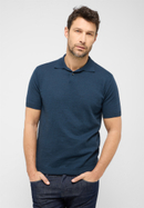 Knitted polo shirt in denim plain