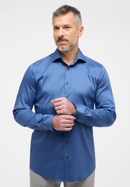 SLIM FIT Performance Shirt in rookblauw vlakte