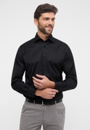 MODERN FIT Cover Shirt in schwarz unifarben