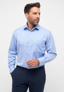 COMFORT FIT Cover Shirt in blau unifarben