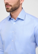 COMFORT FIT Overhemd in hemelsblauw gestructureerd