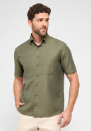 COMFORT FIT Linen Shirt in khaki plain