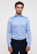 SLIM FIT Soft Luxury Shirt in mittelblau unifarben