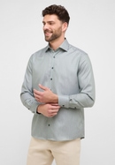COMFORT FIT Overhemd in donkergroen gestructureerd