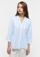 Linen Shirt Blouse in azuurblauw gestreept