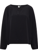 blouseshirt in zwart vlakte