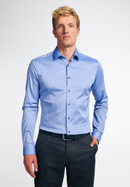 SUPER SLIM Performance Shirt in medium blue plain