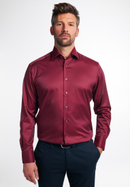MODERN FIT Luxury Shirt in weinrot unifarben