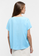 Viscose Shirt Blouse in azuurblauw vlakte
