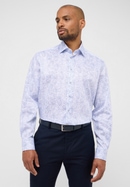 COMFORT FIT Overhemd in lyseblå gedrukt