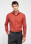 SLIM FIT Linen Shirt in dunkelrot unifarben