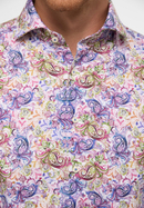 MODERN FIT Hemd in lila bedruckt