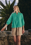 Linen Shirt Blouse in smaragd vlakte