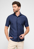 MODERN FIT Linen Shirt in midnight unifarben