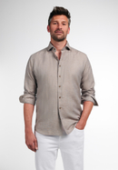 MODERN FIT Linen Shirt in taupe unifarben