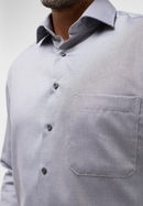 COMFORT FIT Overhemd in antraciet gestructureerd