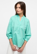 Linen Shirt Bluse in smaragd unifarben
