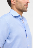 MODERN FIT Linen Shirt in azurblau unifarben