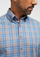 MODERN FIT Overhemd in rookblauw geruit