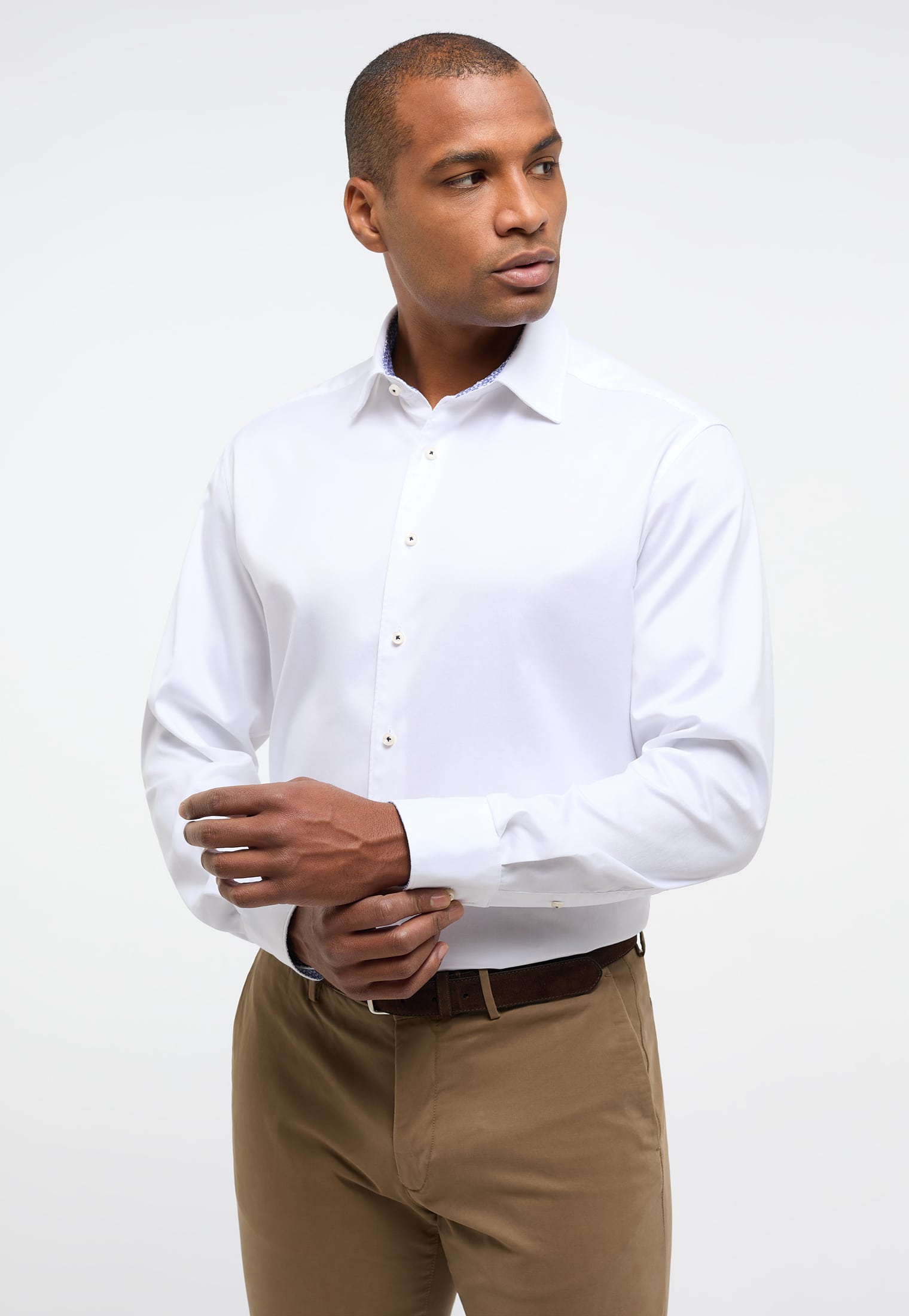 COMFORT FIT Soft Luxury Shirt in off-white unifarben | off-white | 47 |  Langarm | 1SH11589-00-02-47-1/1