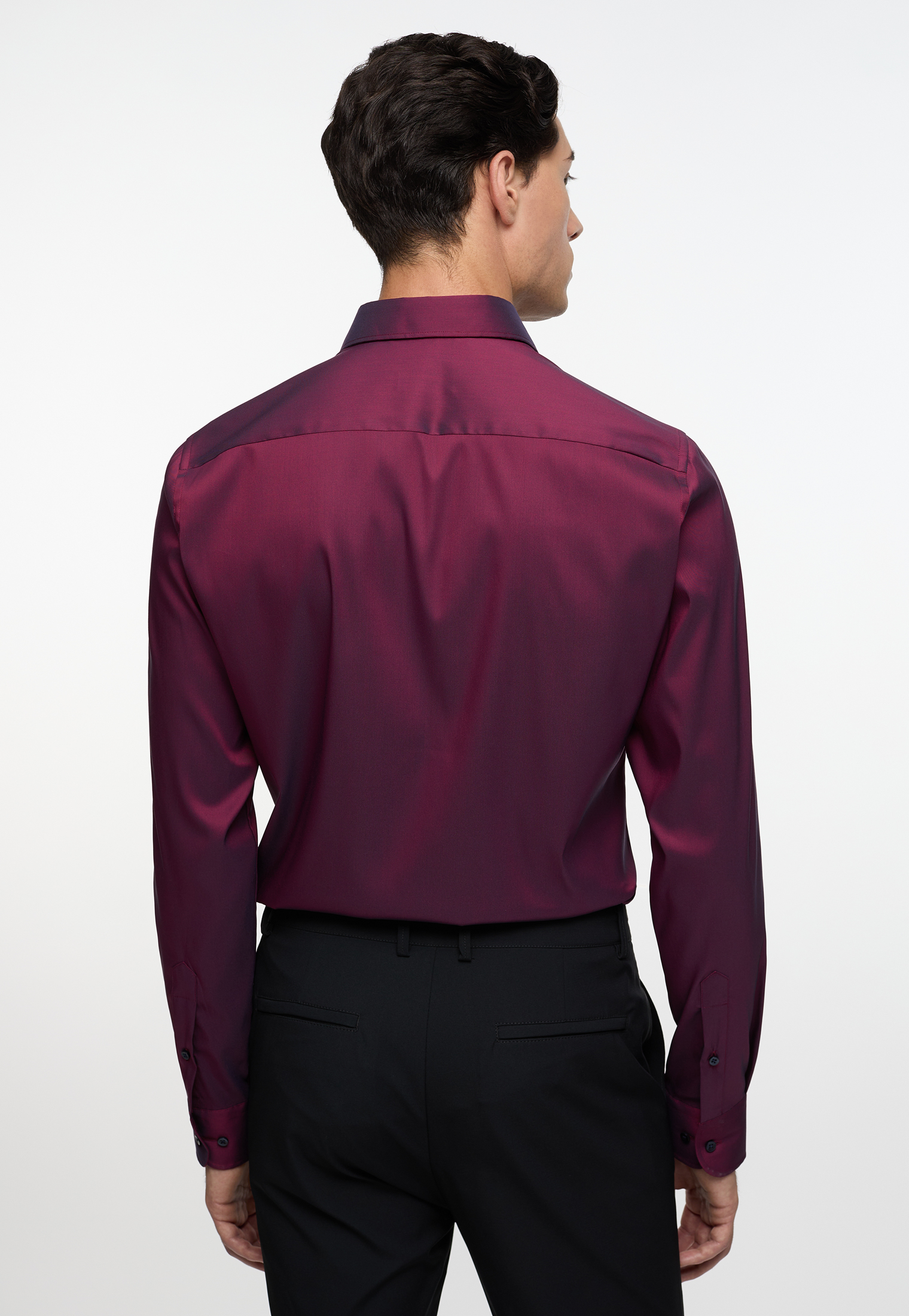 SLIM FIT Performance Shirt in burgunder unifarben | burgunder | 39 |  Langarm | 1SH02217-05-81-39-1/1