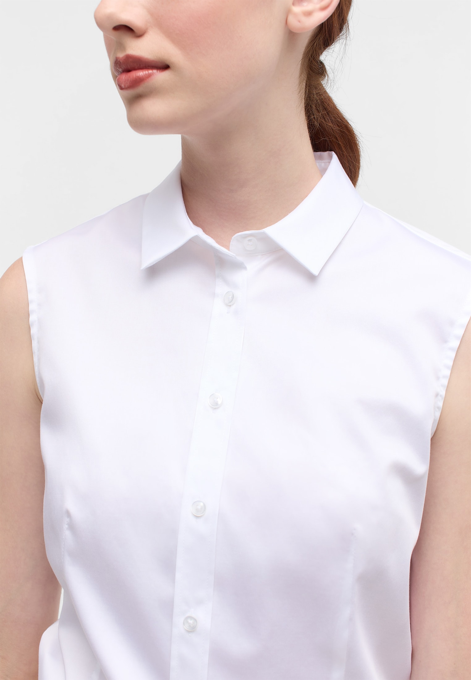 Satin Shirt Bluse in weiß unifarben | weiß | 34 | ohne Arm |  2BL03768-00-01-34-sl