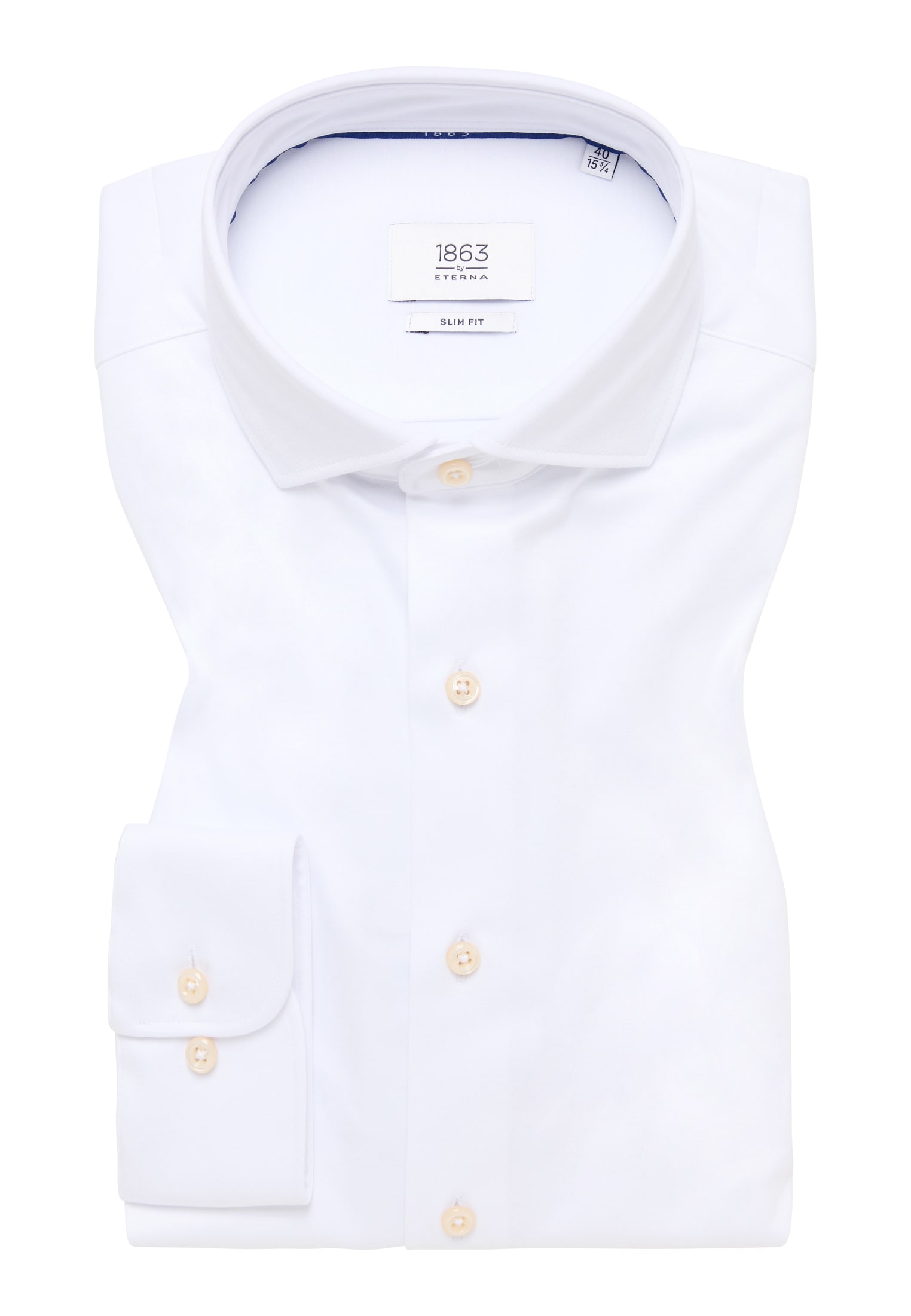SLIM FIT Jersey Langarm in 1SH00378-00-01-40-1/1 Shirt 40 unifarben weiß weiß | | | 