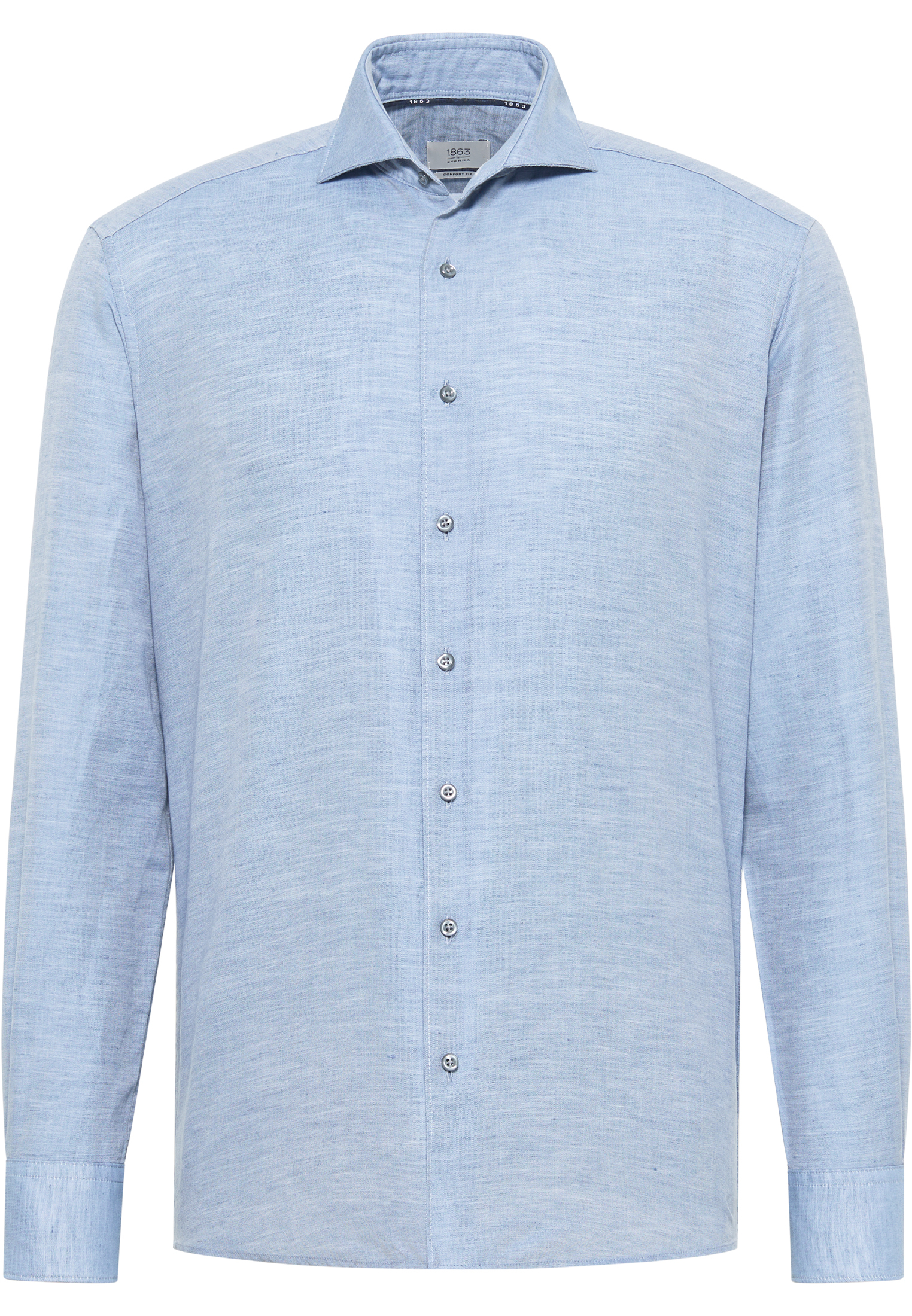 COMFORT FIT Linen Shirt in blauw vlakte