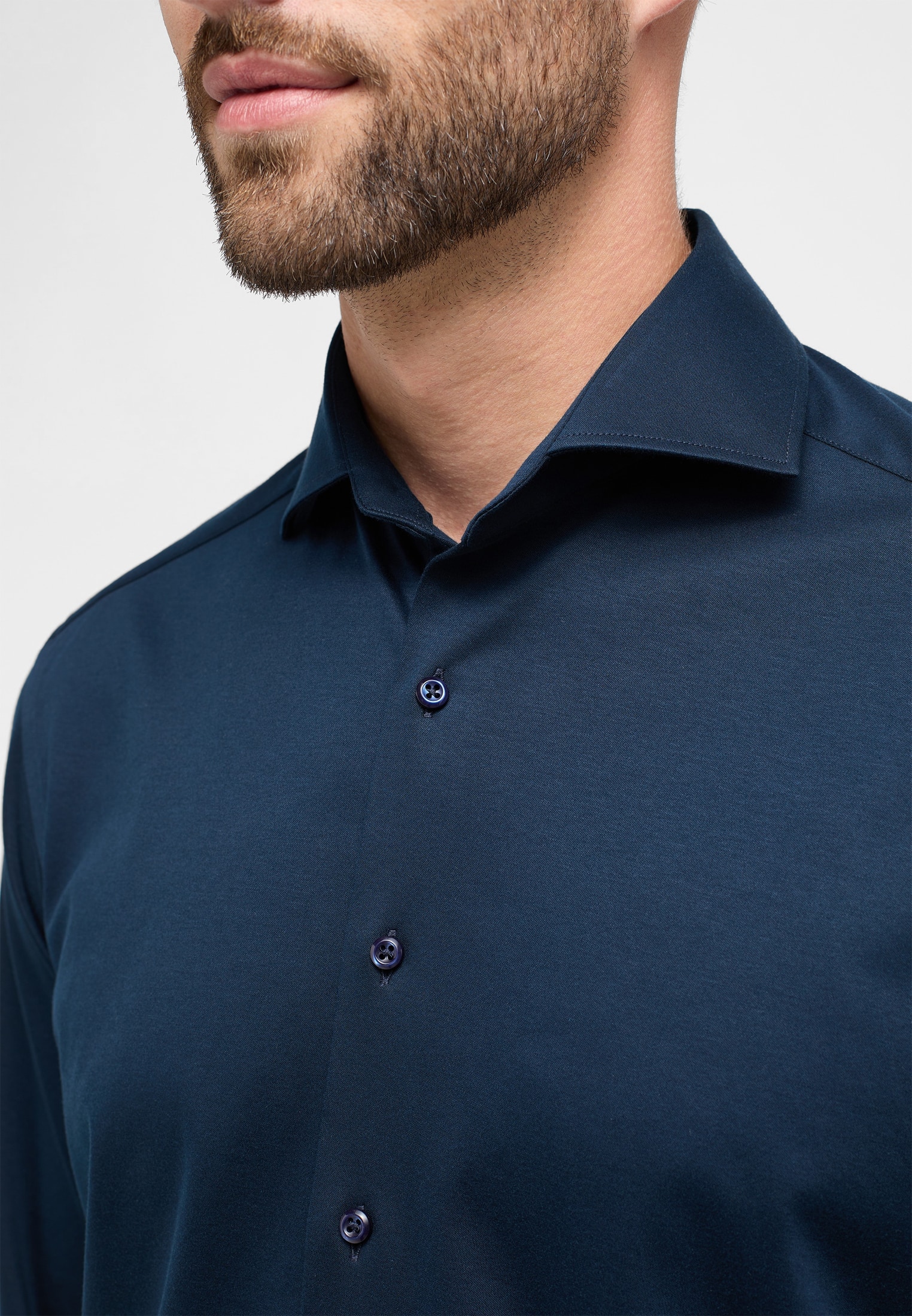 COMFORT FIT Jersey Shirt in dunkelblau unifarben | dunkelblau | 46 |  Langarm | 1SH00376-01-81-46-1/1