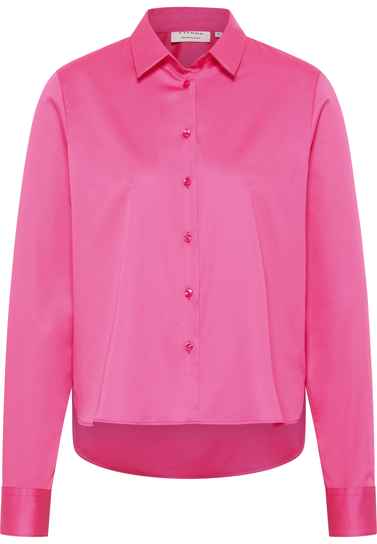 Satin Shirt Blouse in pink plain | pink | 52 | long sleeve |  2BL04469-15-21-52-1/1
