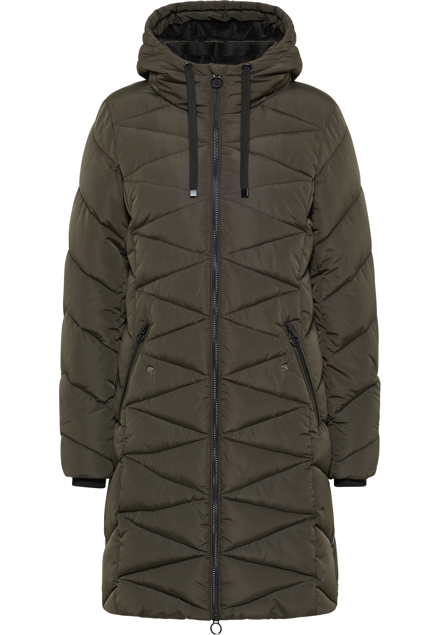 Quilted coat in olive plain