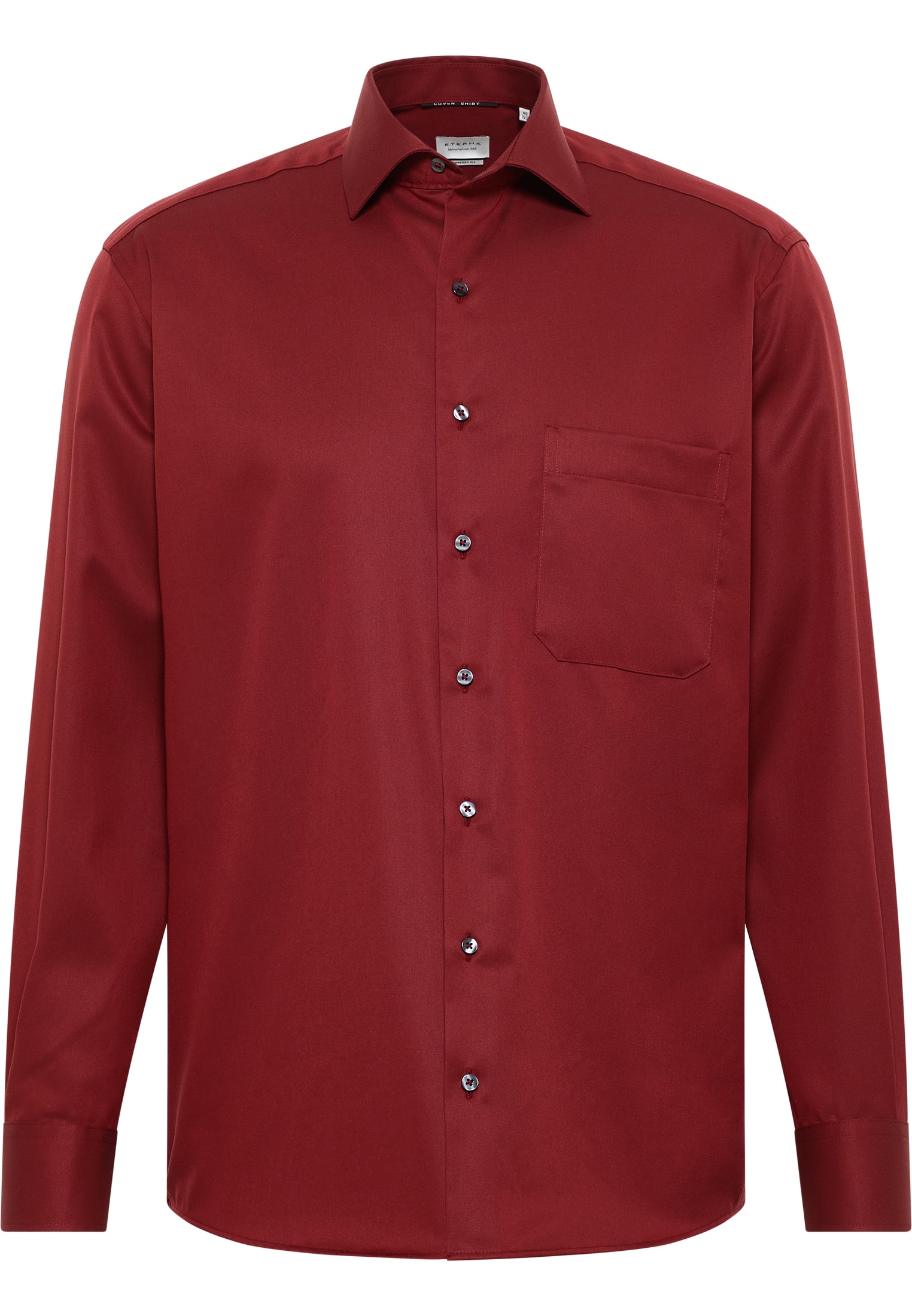 COMFORT FIT Cover Shirt in donkerrood vlakte