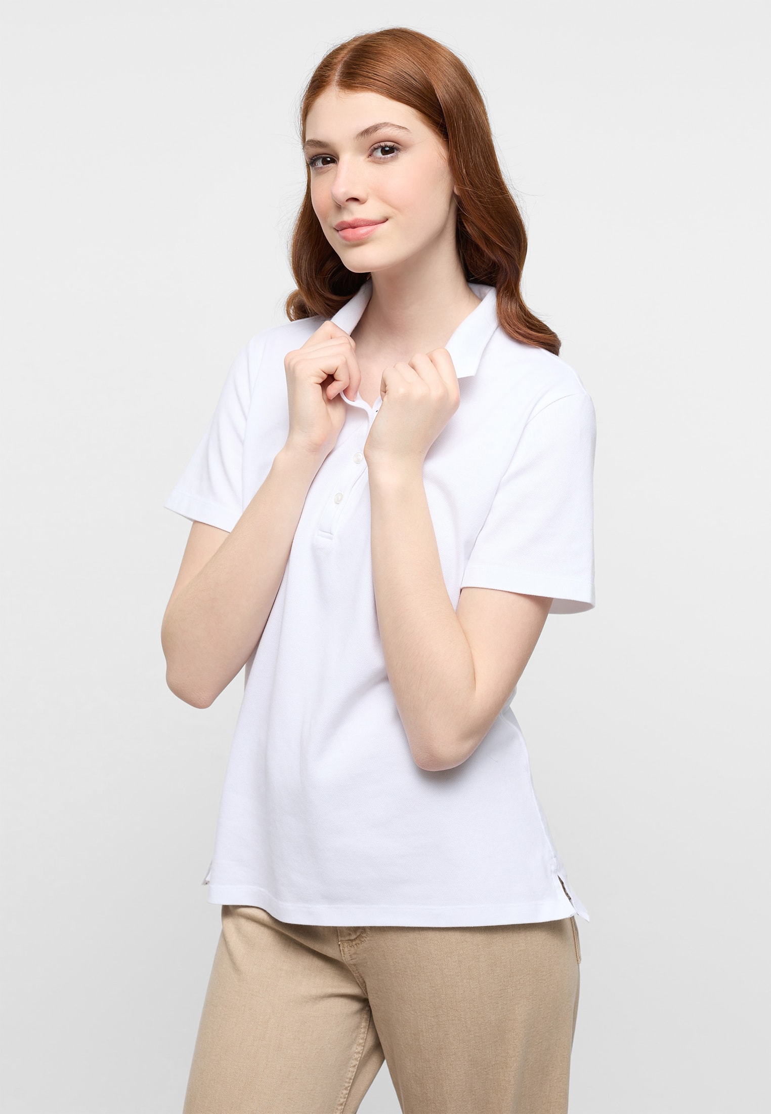 Poloshirt in weiß unifarben