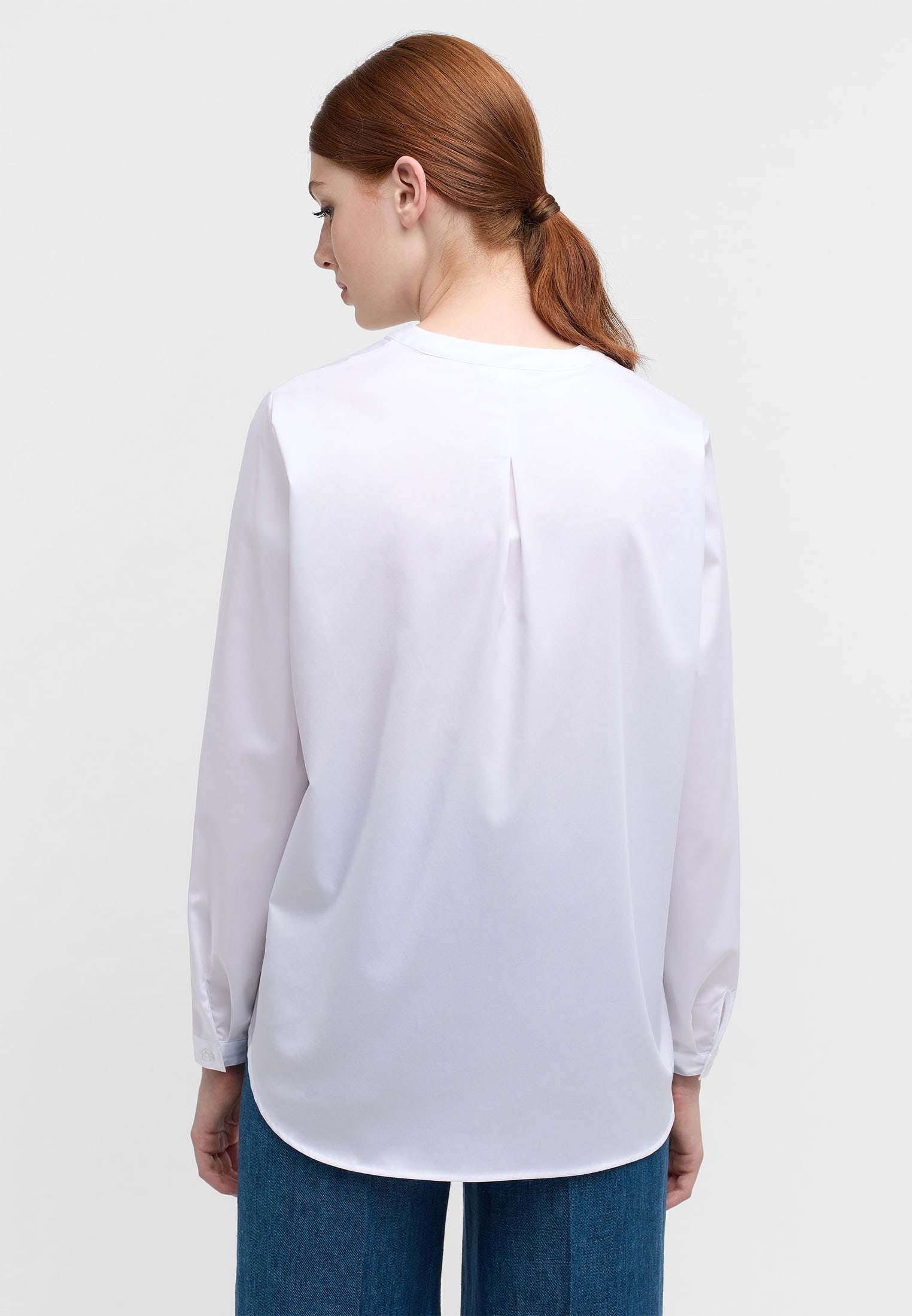 Satin Shirt Bluse in weiß unifarben | weiß | 44 | Langarm |  2BL00618-00-01-44-1/1