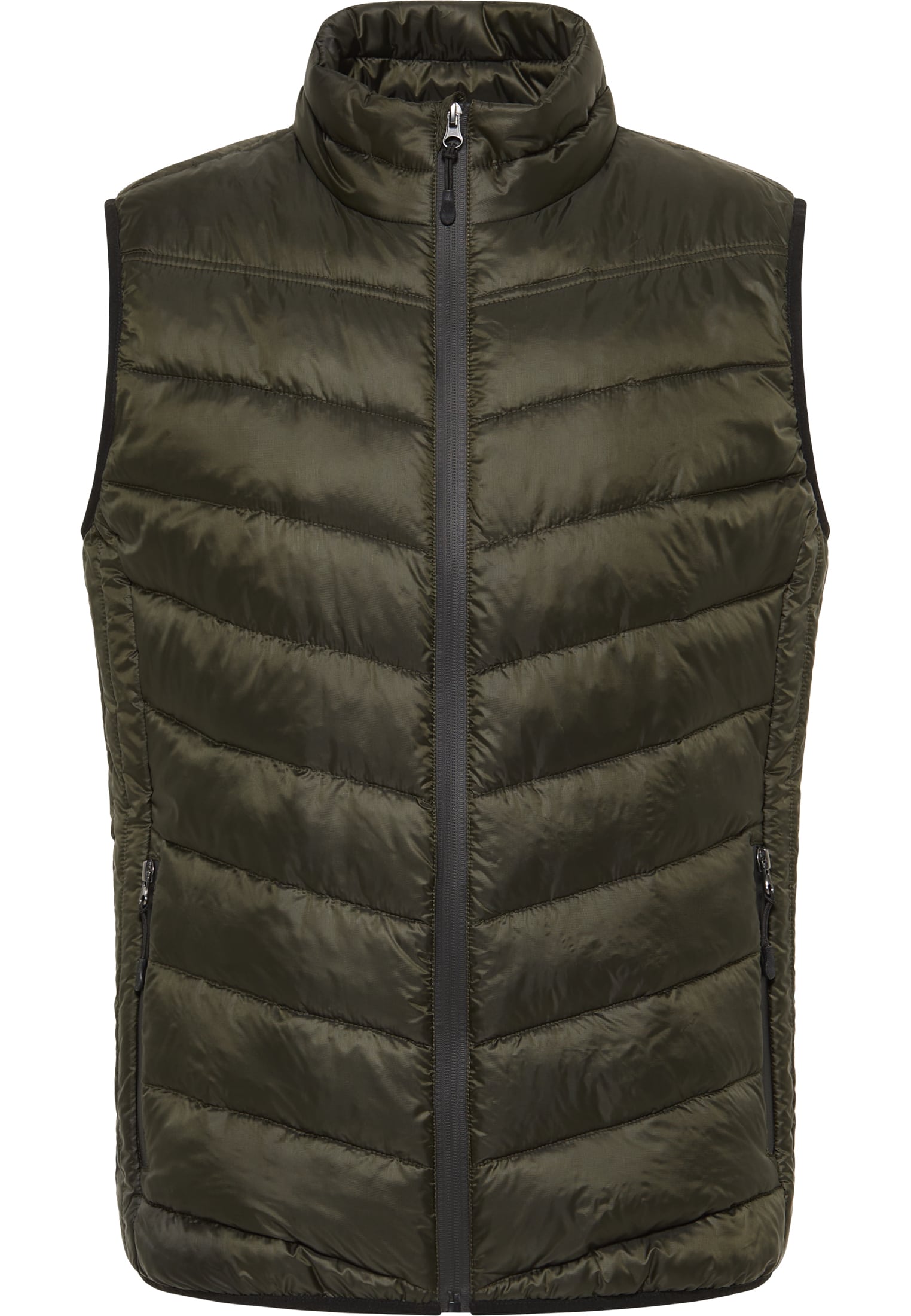 Quilted gilet in olive plain