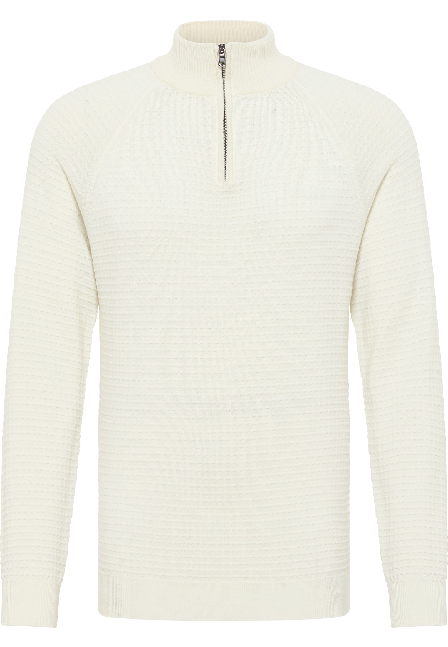 Knitted half-zip jumper in white plain