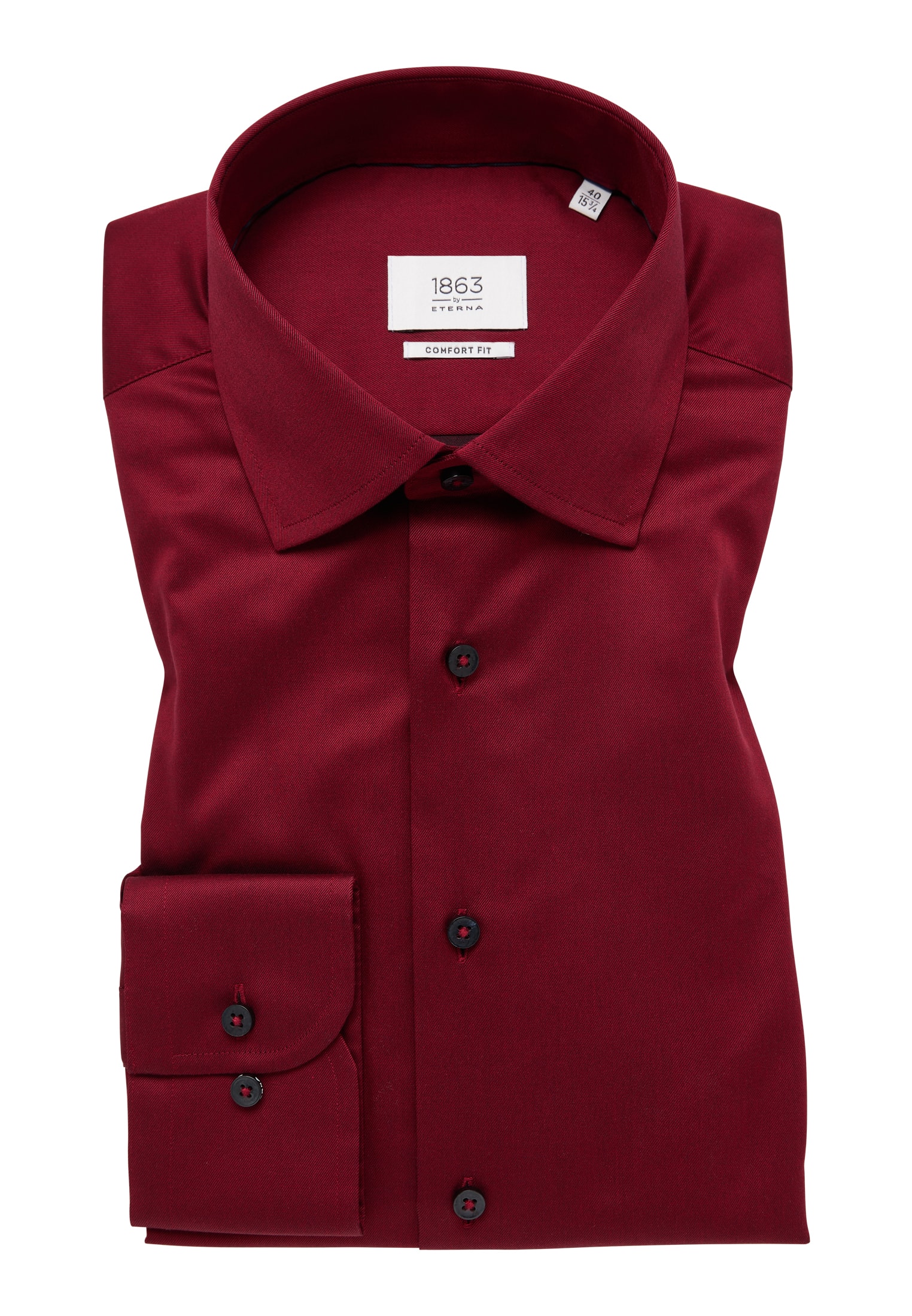 COMFORT FIT Luxury Shirt in rubinrot unifarben | rubinrot | Langarm | 43 |  1SH00739-05-51-43-1/1