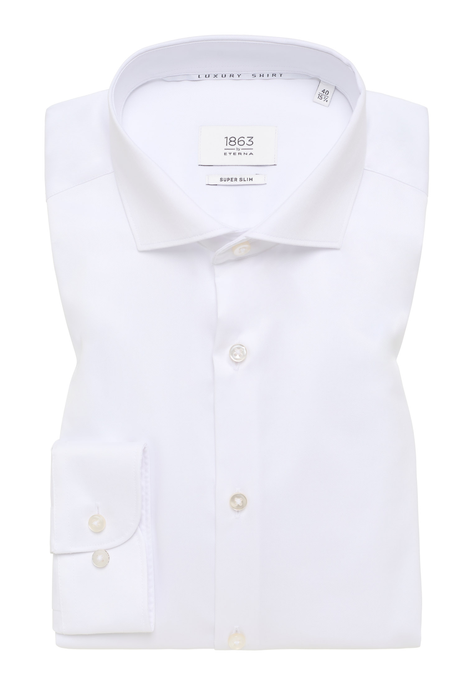 SUPER SLIM Luxury Shirt in unifarben 1SH13010-00-01-42-1/1 weiß 42 Langarm | weiß | | 