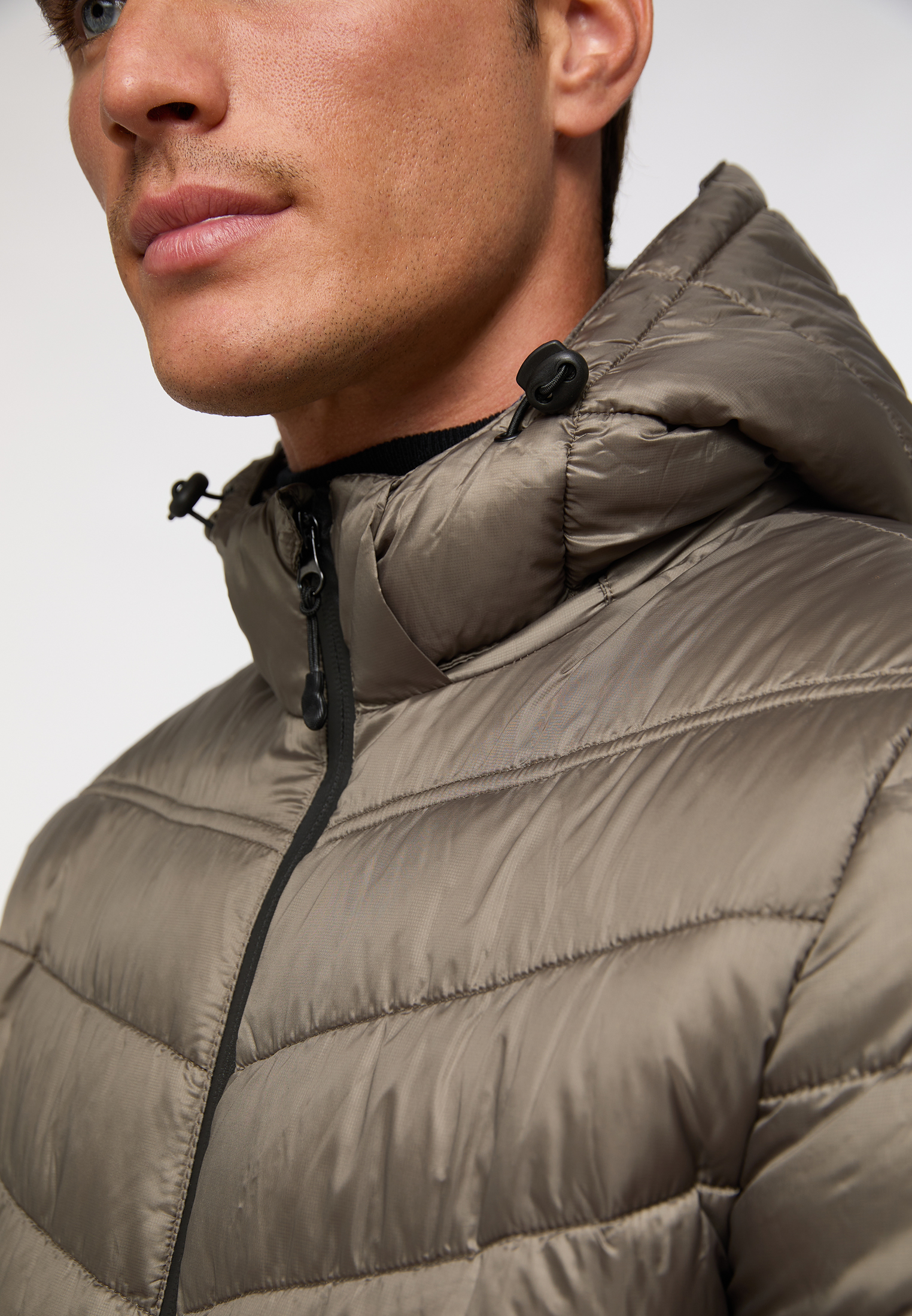 Quilted jacket in silver plain